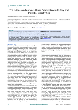 The Indonesian Fermented Food Product Terasi: History and Potential Bioactivities