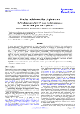 Precise Radial Velocities of Giant Stars XI