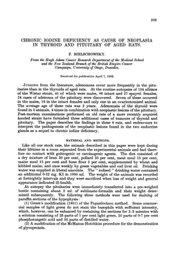 Chronic Iodine Deficiency As Cause of Neoplasia in Thyroid and Pituitary of Aged Rats