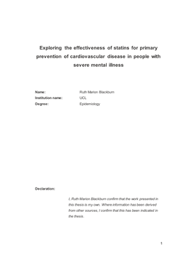 Exploring the Effectiveness of Statins for Primary Prevention of Cardiovascular Disease in People with Severe Mental Illness