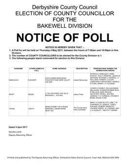 Notice of Poll Notice Is Hereby Given That