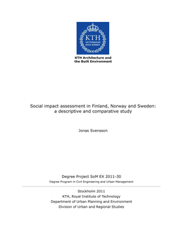 Social Impact Assessment in Finland, Norway and Sweden: a Descriptive and Comparative Study