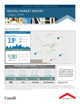 RENTAL MARKET REPORT Calgary CMA