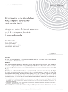 Oleaginosas Nativas Do Cerrado Apresentam Perfis De Ácidos Graxos Favoráveis À Saúde Cardiovascular