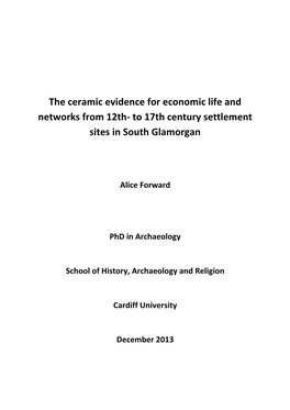 To 17Th Century Settlement Sites in South Glamorgan