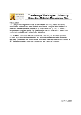 Hazardous Materials Management Plan