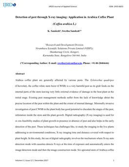 Detection of Pest Through X-Ray Imaging: Application in Arabica Coffee Plant