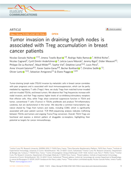 Tumor Invasion in Draining Lymph Nodes Is Associated with Treg Accumulation in Breast Cancer Patients