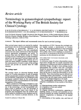 Terminology in Gynaecological Cytopathology: Report of the Working Party of the British Society for Clinical Cytology
