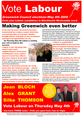 Making Greenwich Even Better Jean BLOCH Alex GRANT Silke