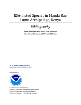 ESA-Listed Species in Manda Bay Lamu Archipelago Kenya