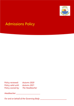 Admissions Policy