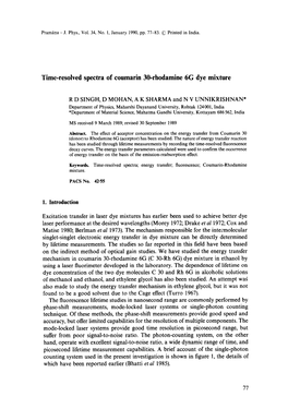 Time-Resolved Spectra of Coumarin 30-Rhodamine 6G Dye Mixture