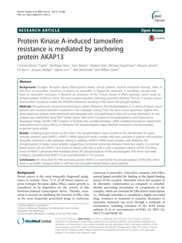 Protein Kinase A-Induced Tamoxifen Resistance Is Mediated By