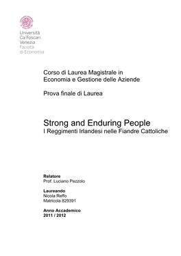 Strong and Enduring People I Reggimenti Irlandesi Nelle Fiandre Cattoliche