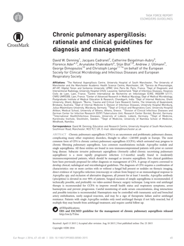 Chronic Pulmonary Aspergillosis: Rationale and Clinical Guidelines for Diagnosis and Management