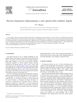 Huernia Humpatana (Apocynaceae), a New Species from Southern Angola