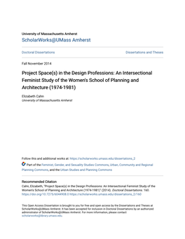 In the Design Professions: an Intersectional Feminist Study of the Women's School of Planning and Architecture (1974-1981)