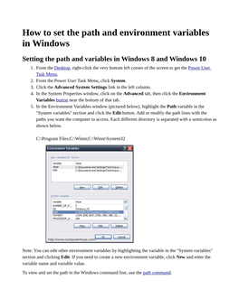 How to Set the Path and Environment Variables in Windows