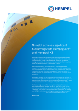 Grimaldi Achieves Significant Fuel Savings with Hempaguard® and Hempasil X3