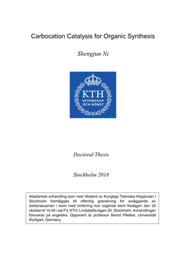 Carbocation Catalysis for Organic Synthesis Shengjun Ni LIC