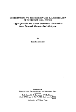 Upper ]Urassic and Lower Cretaceous Ammonites from Sarawak Borneo, East Malaysia