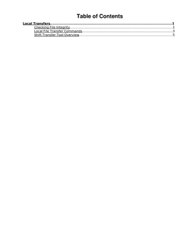 Table of Contents Local Transfers