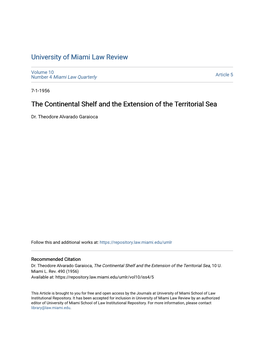 The Continental Shelf and the Extension of the Territorial Sea