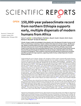 150,000-Year Palaeoclimate Record from Northern Ethiopia Supports