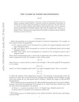 New Classes of Matrix Decompositions