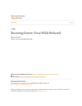 Oscar Wilde Refracted Rebecca Howell Clemson University, Rahowel@Clemson.Edu