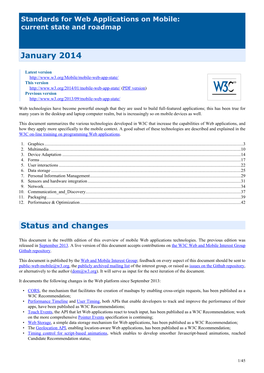 Standards for Web Applications on Mobile: Current State and Roadmap