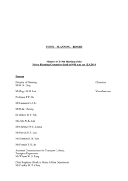 TOWN PLANNING BOARD Minutes of 519Th Meeting of the Metro