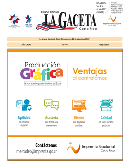 LA GACETA N° 160 De La Fecha 20 08 2021