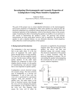 Investigating Electromagnetic and Acoustic Properties of Loudspeakers Using Phase Sensitive Equipment