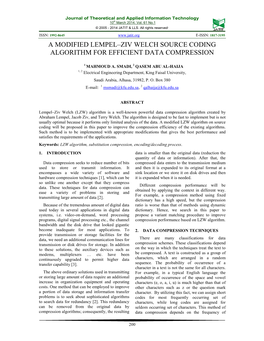 A Modified Lempel–Ziv Welch Source Coding Algorithm for Efficient Data Compression