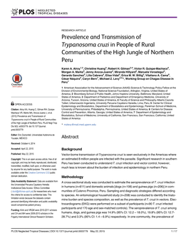 Trypanosoma Cruzi in People of Rural Communities of the High Jungle of Northern Peru