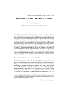 Epistemology and Creative Invention