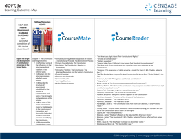 GOVT, 5E Learning Outcomes Map