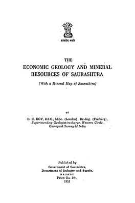 Econol\HC GEOLOGY and ~HNERAL. RESOURCES of SAURASHTRA