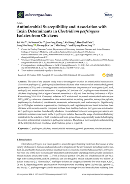 Antimicrobial Susceptibility and Association with Toxin Determinants in Clostridium Perfringens Isolates from Chickens