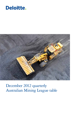 Australian Mining League Table December 2012 Quarterly Australian Mining League Table