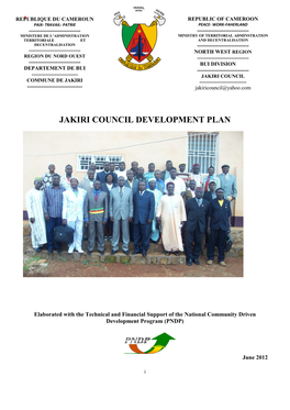 JAKIRI COUNCIL DEVELOPMENT PLAN Kumbo, the ………………………