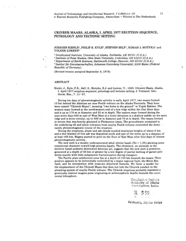 Ukinrek Maars, Alaska, I. April 1977 Eruption Sequence, Petrology and Tectonic Setting