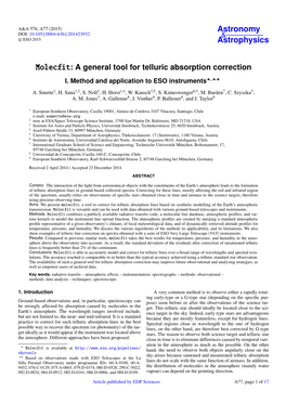 Molecfit: a General Tool for Telluric Absorption Correction I