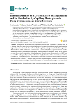 Enantioseparation and Determination of Mephedrone and Its Metabolites by Capillary Electrophoresis Using Cyclodextrins As Chiral Selectors