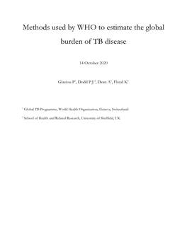 Methods Used by WHO to Estimate the Global Burden of TB Disease