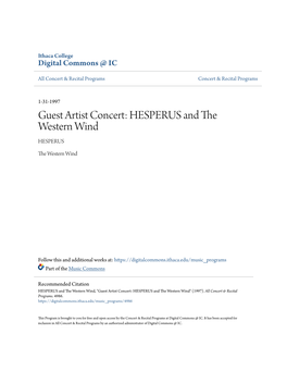 Guest Artist Concert: HESPERUS and the Western Wind HESPERUS