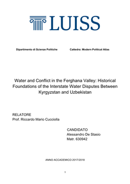 Water and Conflict in the Ferghana Valley: Historical Foundations of the Interstate Water Disputes Between Kyrgyzstan and Uzbekistan