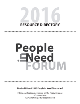 2016 People in Need Forum Resources Directory